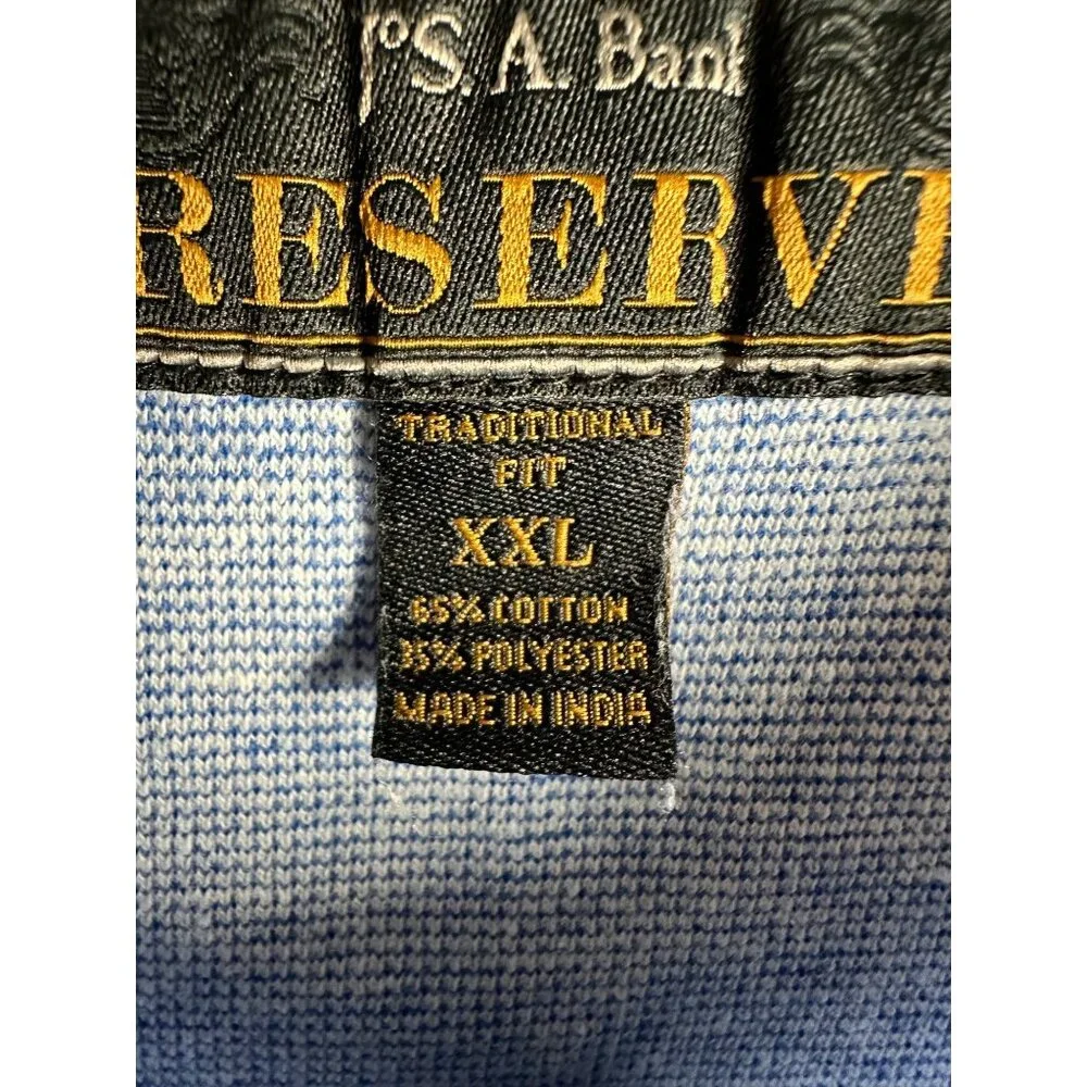 Jos A Bank Reserve Men's XXl Blue Heather‎ Polo Shirt Short Sleeve Soft Casual - Picture 3 of 7